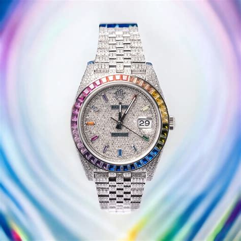 rainbow rolex datejust|Rolex Datejust 41 iced out.